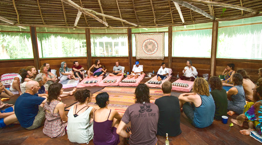 Group in maloka at Caya Shobo Ayahuasca Healing Retreat Centre