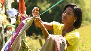 Image of retreatant hanging out the washing at The Barn