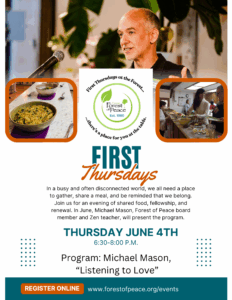 A flyer describing the First Thursday event for June 2026, containing the same information as is on this site.