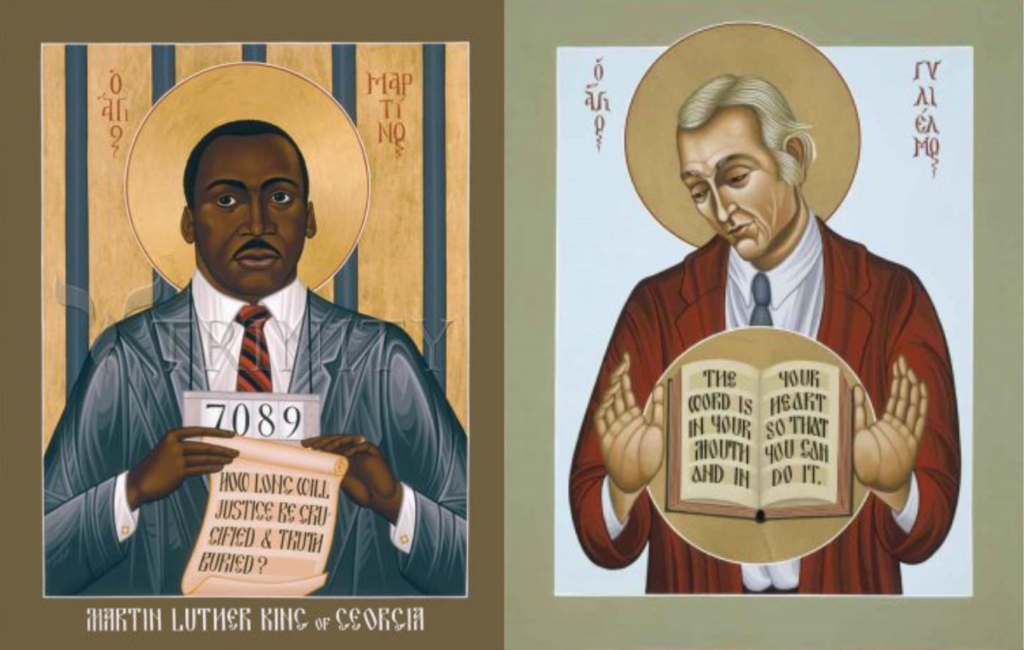 Two icons side-by-side of Rev. Dr. Martin Luther King, Jr., and William Stringfellow.