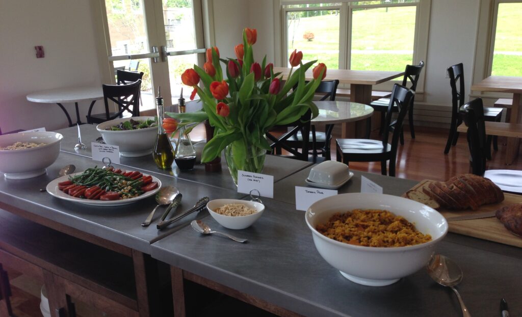 a buffet of vegetarian dishes